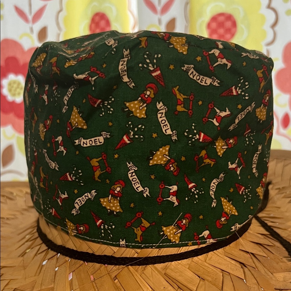 Festive Green Holiday scrub cap